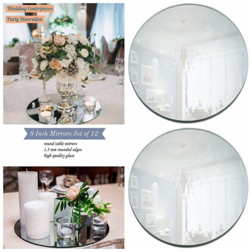 Round Acrylic Mirror Tray 8inch Circle Candle Mirror Plate Decor Accessory