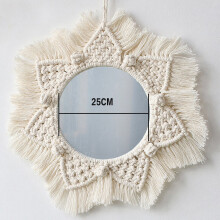 Round Macrame Mirror Decorative Wall Mirrors Boho Home Decor Wall Hanging For Living Room Decoration Bedroom Baby Nursery Gift