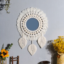 Wall Mirror Macrame Decorative Mirrors Boho Home Decor Wall Hanging Mirror for Living Room Decoration Kid Girl Baby Nursery Gift