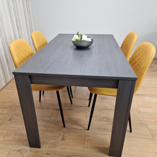 Grey Dining Table and 4 Mustard Stitched Chairs Kitchen Dining Table for 4 Dining Room Dining Set 2