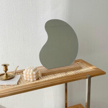Irregular Mirror Desktop Wooden Make-Up Mirror Home Decoration Mirror Ins Style