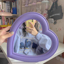 Ins Love Heart Cosmetic Mirror Wall Hanging Dormitory Dressing Mirror Pink Living Room Decorative Mirrors For Girls
