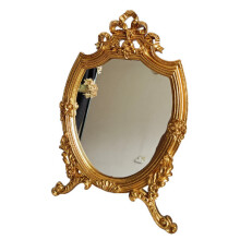 Ins Large Round Resin Make-up Mirror Vintage Living Room Home Decorative Table Mirror Dressing Bedroom Standing Mirror