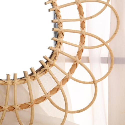 Hand Woven Rattan Dressing Mirror Innovative Art Decoration Makeup Mirrors Props 2