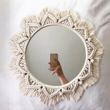 Wall Mirror Macrame Wall Hanging Mirror Boho Home Decor Mirrors for Bedroom Baby Room Decoration Nursery Decor