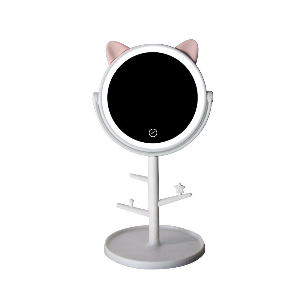 LED Makeup Mirror Table Desktop Countertop Base Light mirror Use for Bathroom Travel Cat ear Charge LED Mirror With USB Cable