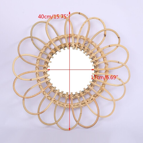 Hand Woven Rattan Dressing Mirror Innovative Art Decoration Makeup Mirrors Props