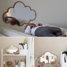 Nordic Wooden Cloud Mirror Sticker Home Decoration For Home Nordic Wood Acrylic Mirror Frame Creative Home Wall Decor Mirror