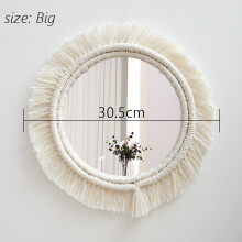 Round Cotton Rope Woven Decorative Mirror Home Decor Living Room Room Wall Decor Wall Hanging Mirror