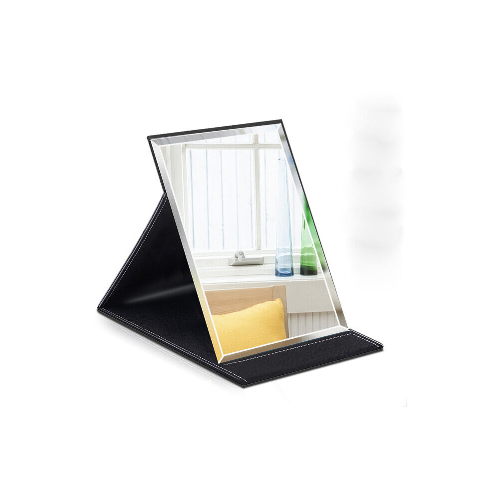 Black Mirrors Folding Hd Pu Leather Makeup Mirror Ladies Portable Desktop Office Dormitory Folding Portable Pocket Mirror