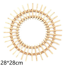 Decor Hanging Mirror Rattan Sunflower Shape Wall Decoration Accessories Mirror Decor Boho Style Dressing Makeup Mirrors