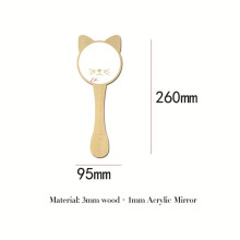 Ins Nordic Wooden Rabbit Heart Bear Butterfly Cat Children Women Handheld Acrylic Makeup Mirror Girl Home Decoration Artwork Toy