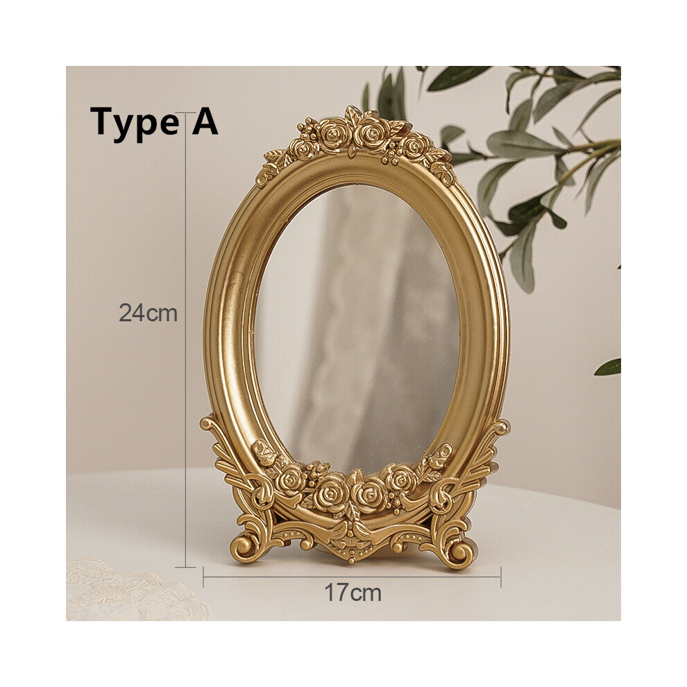 Ins Nordic Resin Small Round Table Mirror Tray Vintage Bedroom Makeup Standing Home Decorative Mirror-image-OPC-PCFVSYG-NEW