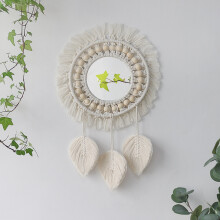 Boho Mirror Home Decor Macrame Wall Hanging Decorative Wall Mirrors For Apartment Livingroom Bedroom Room Decoration
