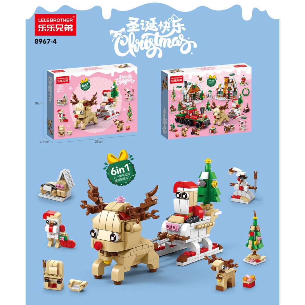 (296PCS reindeer) New Christmas Minifigures Puzzle Kids Toys Gifts For Fit Lego Girl Boy