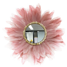 Multicolor Flower Mirror Nordic Style Flower Wall Decoration Macrame Feather Wall Mounted Decoration For Living Room Bedroom