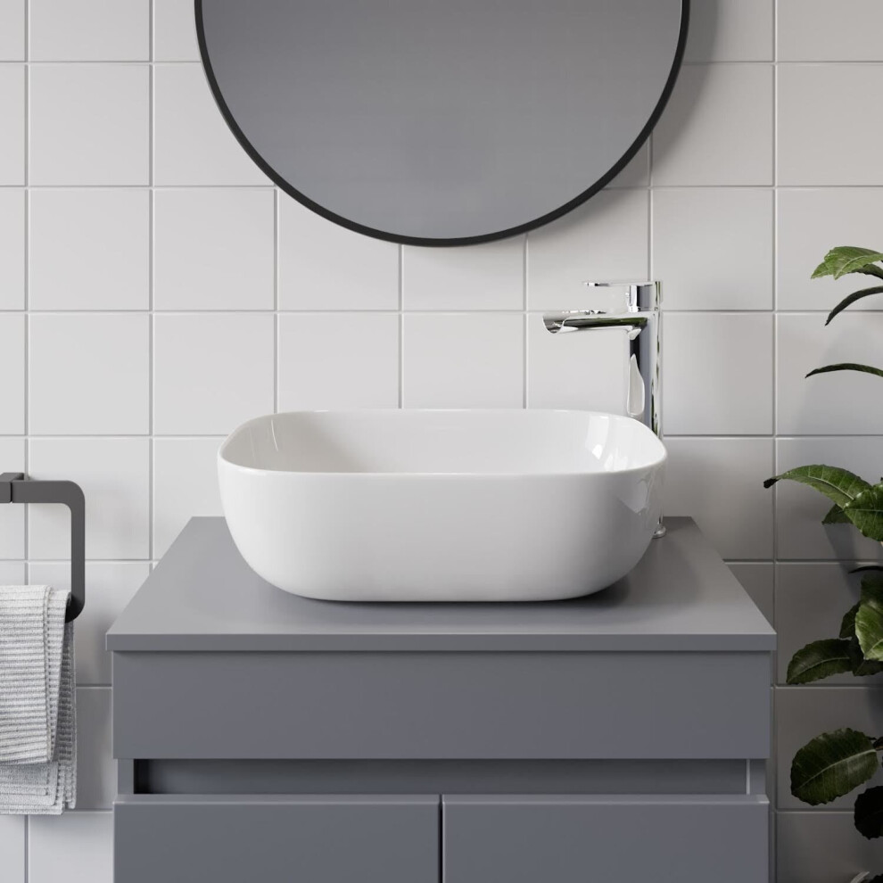 Affine Rectangular Countertop Basin Gloss White - 460 X 325Mm 5056696000669