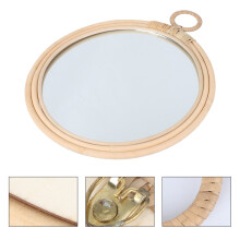 1PC Willow Woven Ornamental Mirror Rattan Woven Mirror Hanging Mirror (Khaki)