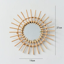 Rattan Mirror Pastoral Wall Mirror Cosmetic Mirror Creative Art Wall Hanging Decoration Cosmetic Mirror Wall Hanging