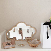 Cloud-shaped Mirror Wooden Frame Acrylic Makeup Mirror Irregular Cloud Shape Decorative Mirror Cosmetic Beauty Wall Room Decor