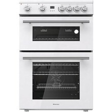HDE3211BWUK 60cm Electric Cooker with Ceramic Hob, White - A Rated Double Oven, Programmable Timer