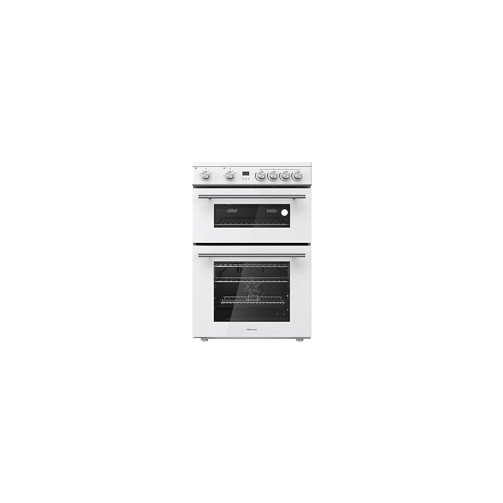 HDE3211BWUK 60cm Electric Cooker with Ceramic Hob-White A Rated Double Oven