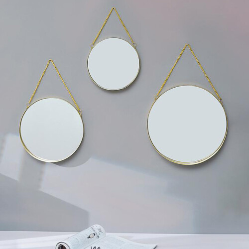 Round Hanging Mirror Decorative Geometry Wall Mounted Mirror with Chain 1