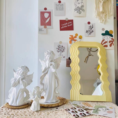 Wave Mirror Irregular Desktop Makeup Mirror for Bedroom Table Ins Style Plastic Framed Mirror Home Decor 2