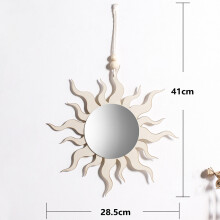 Wall Mirror Sun Wood Decorative Mirror Sunburst Boho Home Decoration Room Decor Entryway Bedroom Living Room House