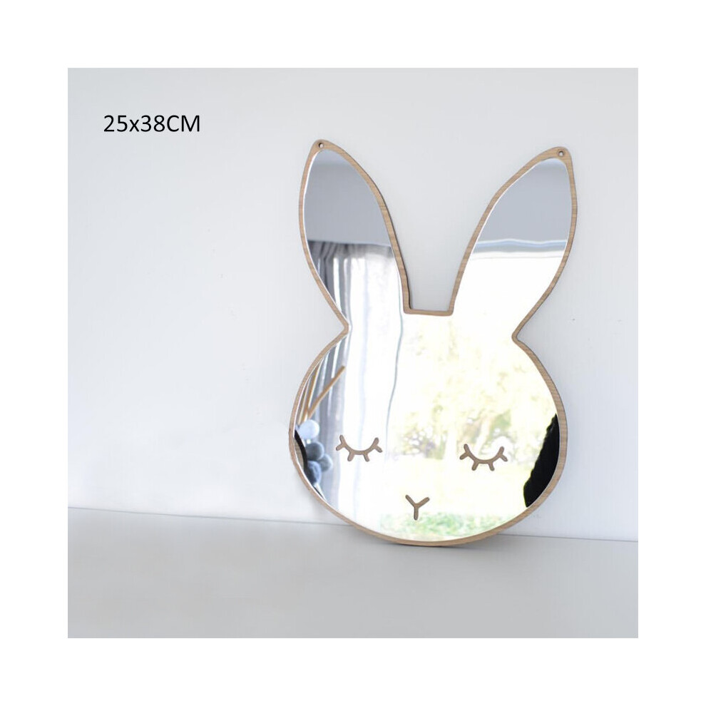 Cartoon Decorative Mirror Acrylic Baby Room Rabbit Cloud Wall Hanging Mirror Girls Boys Bedroom Decor Home Decoration Sticker Brown