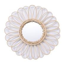 Hanging Wall Mirror Rattan Innovative Art Decor Flower Makeup Dressing Mirrors for Apartment Living Room Bedroom Bathroom G99A