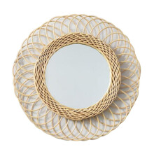 Hollow Flower Border Rattan Woven Wall Mirror Innovative Art Decoration Home Decor Mirror Sun Shape Decorative Makeup
