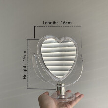 Cutelife INS Nordic Acrylic Heart Small Decorative Mirror Make-up Standing Desktop Mirror Dressing Glass Hanging Bedroom Mirror