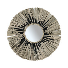 Natural Hand-woven Straw Hanging Mirror European Retro Tassel Decorative Mirror Homestay Hotel Villa Makeup Mirror