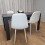 Dining Table In Dark Grey and 4 White Stitched Chairs 7