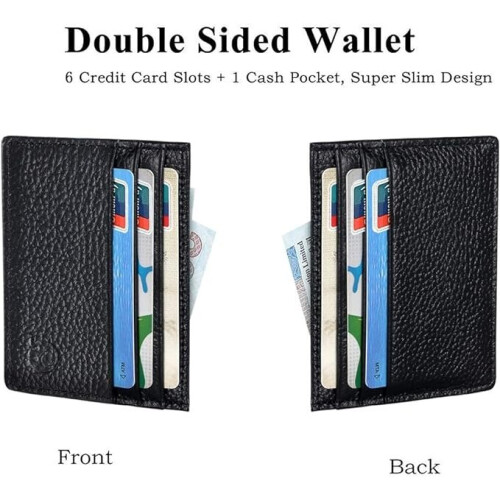 Black Card holder wallet with bill compartment-Thin Minimalist 2