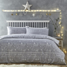 (Double, Grey) Charlotte Thomas Jolly Christmas Duvet Cover Set Xmas Bedding Set