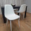 Dining Table set in Grey with 4 White Stitched Chairs Kitchen Dining 8
