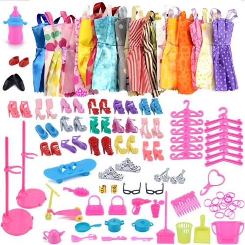 85Pcs για Barbie Doll Φορέματα Παπούτσια Κοσμήματα Ρούχα Set Αξεσουάρ κορίτσι δώρο 2