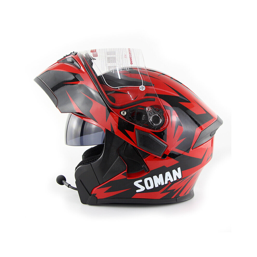 Dot Soman 955 Motorcycle Bluetooth Full Face Helmet Eye Style Flip Up Double Visors Helmets With Bt Headset Earphone 6900054896557