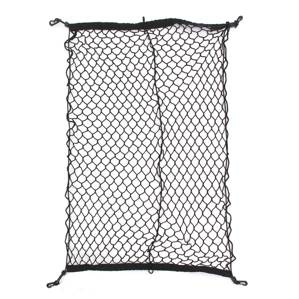 100X70cm Car Trunk Cargo Organizer Storage Tidy Hook Net Luggage Bag Nylon Mesh Black 736691387693