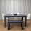Grey Dining Set with 4 Diamond Stitched White Chairs and 1 Bench 2