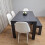 Grey Dining Set with 4 Diamond Stitched White Chairs and 1 Bench 3