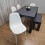 Grey Dining Set with 4 Diamond Stitched White Chairs and 1 Bench 6