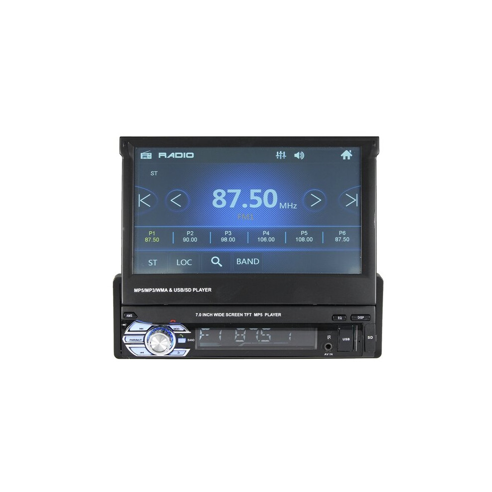 7 Inch 1 Din Car Stereo Radio Auto Mp5 Mp4 Mp3 Dvd Player Retractable Bluetooth Touch Screen Usb Aux Fm Support Rearview Camera 664248631497