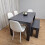 Grey Dining Set with 4 Diamond Stitched White Chairs and 1 Bench 4