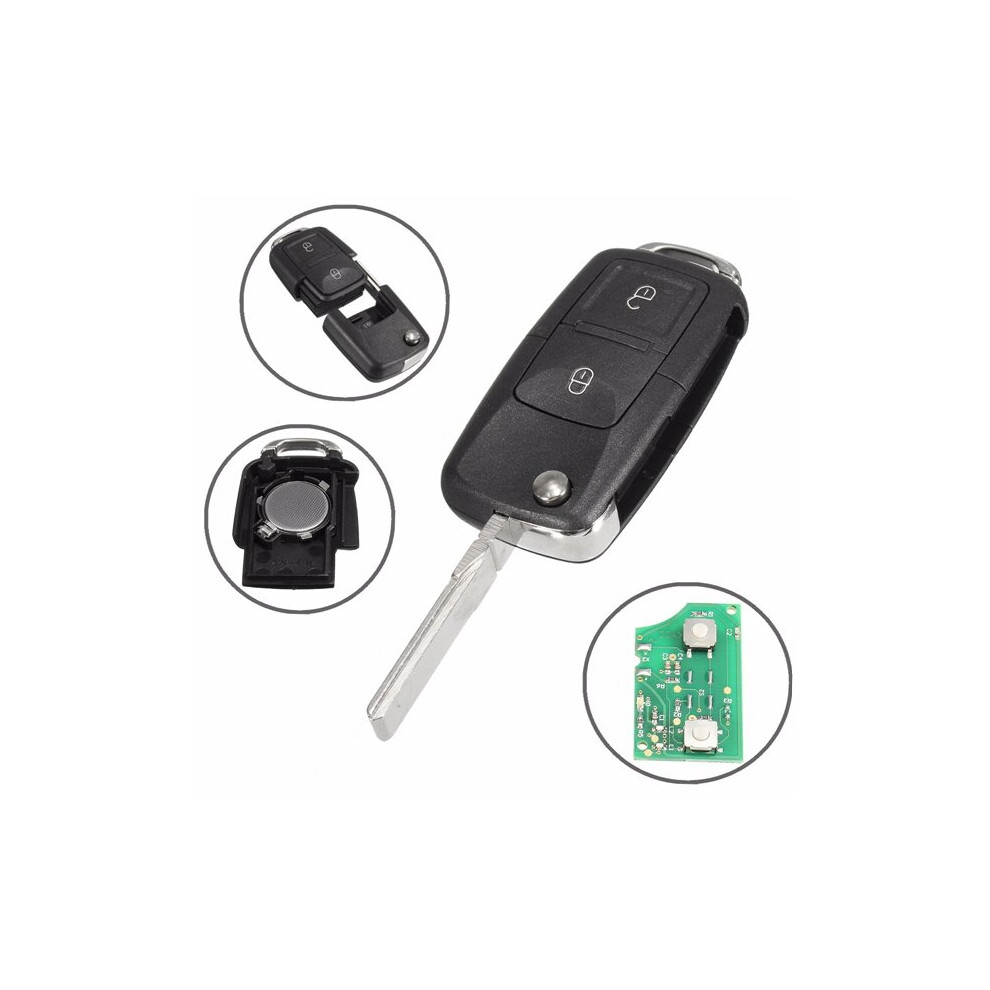 Car 433Mhz Id48 Chips 2 Btn Remote Key Alarm Fob Flip Uncut For Vw 1J0 959 753 Ag 191466424889