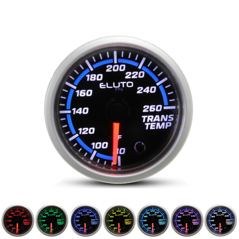2Inch 52Mm 80-260F Transmission Temperature Gauge 7 Color Led Face Car Meter Black 6906140971429