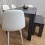 Grey Dining Set with 4 Diamond Stitched White Chairs and 1 Bench 7