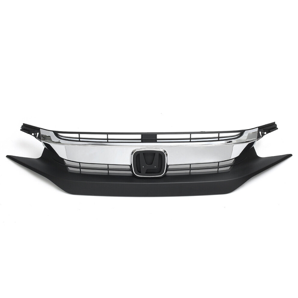 Front Upper Chrome Billet Grille Grill For Honda Civic 10Th Sedan 2016 2017 2018 Black 6900619526752